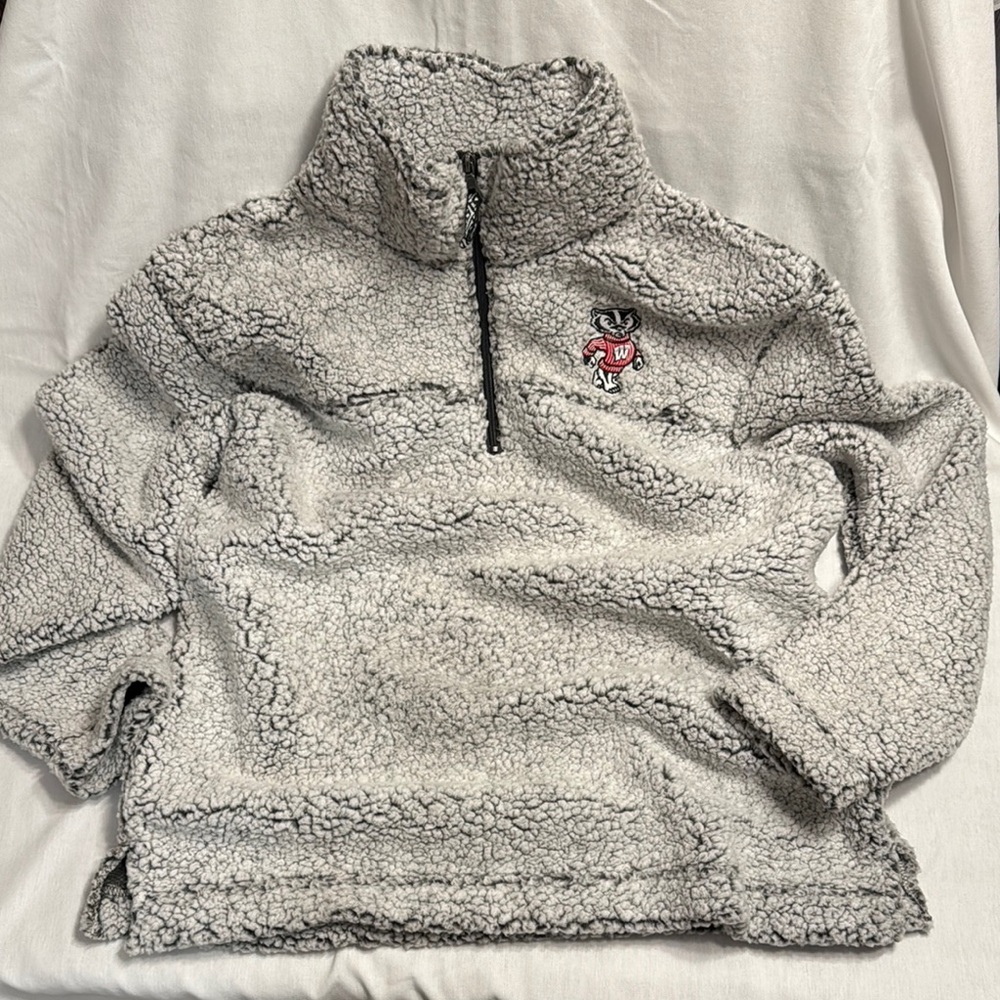 Boxercraft Bucky Badger 1/4 Zip Pullover Teddy Jacket Size:L